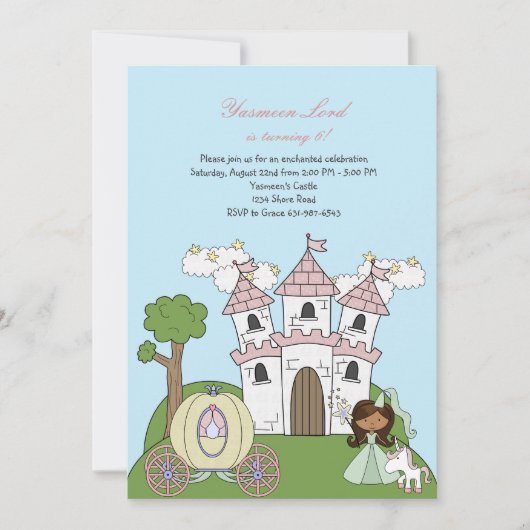 Princess of the Castle African American Invitation Kaart (Voorkant)