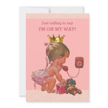 Princess on Phone Baby shower Chevrons Roze