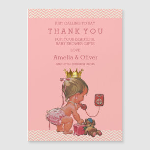 Princess on Phone Teddy Chevrons Bedankt