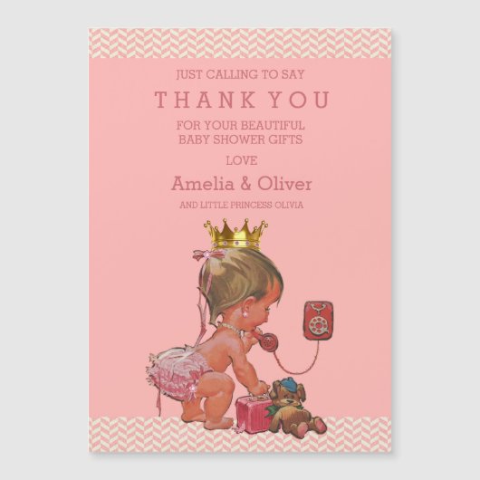 Princess on Phone Teddy Chevrons Bedankt (Voorkant)