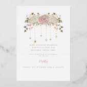 Princess On The Way Baby shower Roos Folie Uitnodiging (Achterkant)