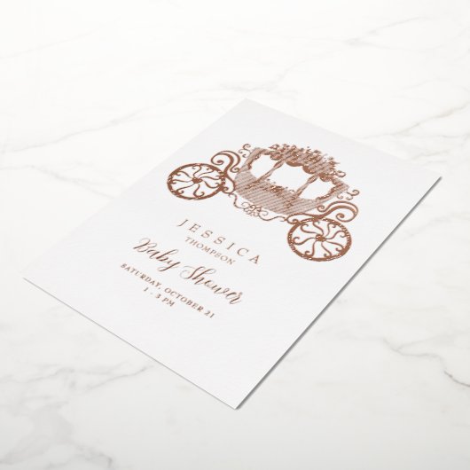 Princess On The Way Baby shower Roos Folie Uitnodiging (Gedraaid)