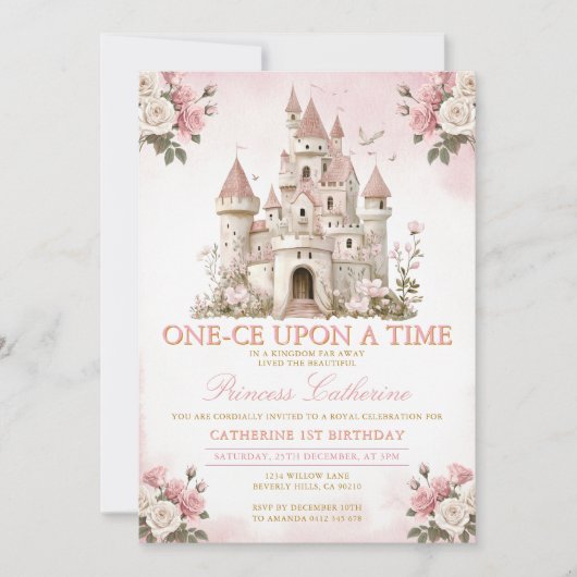 Princess ONE-CE Upon a time 1st birthday Castle Kaart (Voorkant)