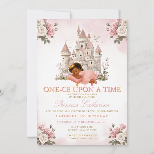 Princess ONE-CE Upon a time 1st birthday Castle Kaart (Voorkant)