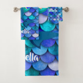 Princess op blauwe en paarse zeemeermindel bad handdoek (Insitu)