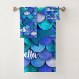 Princess op blauwe en paarse zeemeermindel bad handdoek