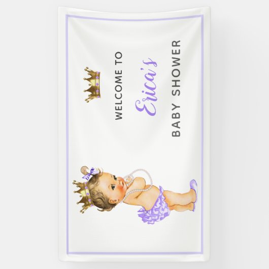 Princess Paars Baby shower Spandoek (Verticaal)