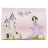 Princess Paars Castle Dark Hair Birthday Groot Cadeauzakje (Achterkant)