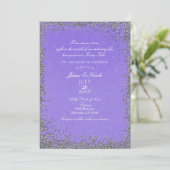 Princess Paars Damask Storybook Elegant Wedding Kaart (Staand voorkant)