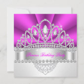 Princess Paars Pink Diamond Tiara Birthday Party Kaart (Voorkant)