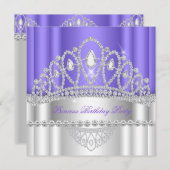 Princess Paars White Diamond Tiara Birthday Kaart (Voorkant / Achterkant)