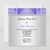 Princess Paars White Diamond Tiara Birthday Kaart (Achterkant)