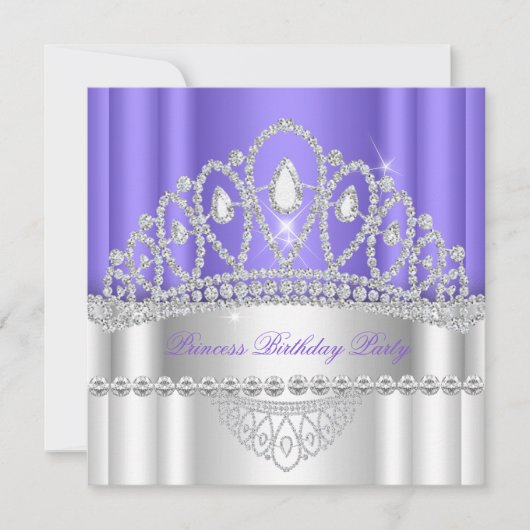 Princess Paars White Diamond Tiara Birthday Kaart (Voorkant)