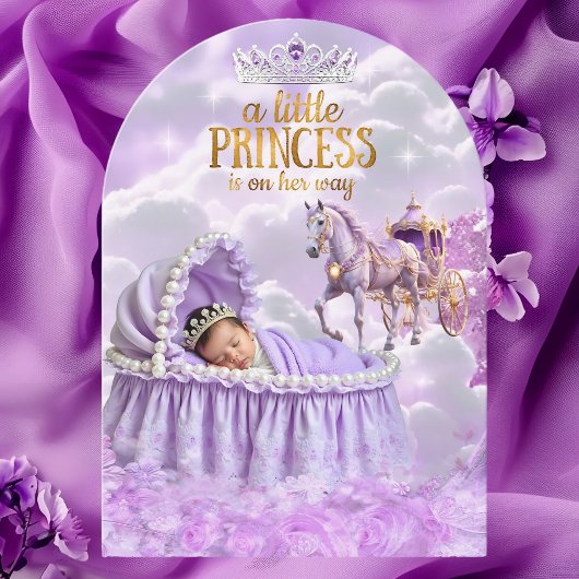 Princess Paarse Baby shower paardenkoets Kaart