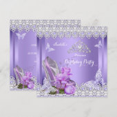 Princess Paarse Pearls Roos High Hiel Birthday Kaart (Voorkant / Achterkant)