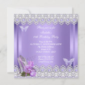 Princess Paarse Pearls Roos High Hiel Birthday Kaart (Achterkant)