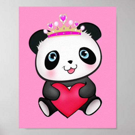 Princess Panda Poster Sweet Gift for Girls Bedroom (Voorkant)