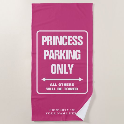 Princess parkeeralleen teken grappige roze douanen strandlaken (Voorkant)