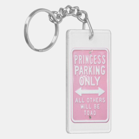 Princess Parking Pink Double Sided Funny Sleutelha Sleutelhanger (Voorkant Links)