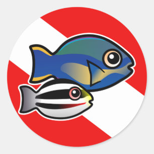 Princess Parrotfish & Baby Dive Flag Ronde Sticker