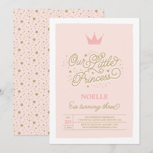 Princess Party 3rd Birthday | Aanbesteding op zond Kaart (Voorkant / Achterkant)