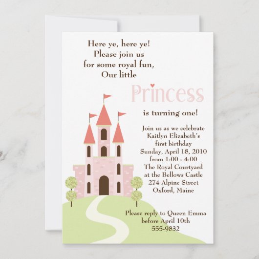 Princess Party Birthday Invitation Kaart (Voorkant)