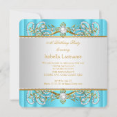 Princess Party Blauwgroen Gold White Pearl High He Kaart (Achterkant)