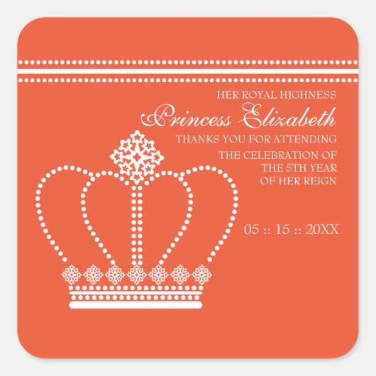 Princess Party Favor Dank u Stickers (Voorkant)