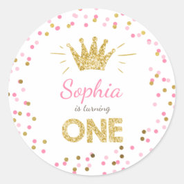 Princess Party Favor Labels Envelope Pink and Gold