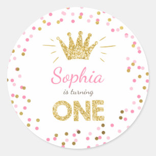 Princess Party Favor Labels Envelope Pink and Gold