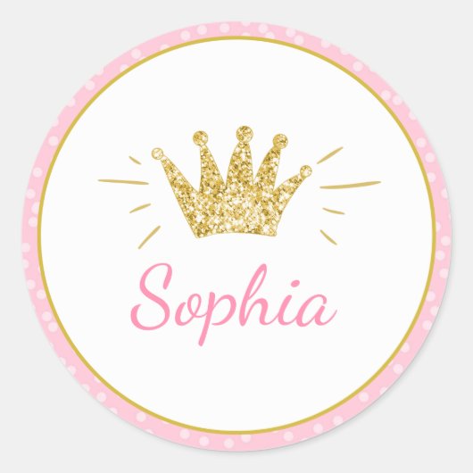 Princess Party Favor Labels Envelope Pink and Gold (Voorkant)