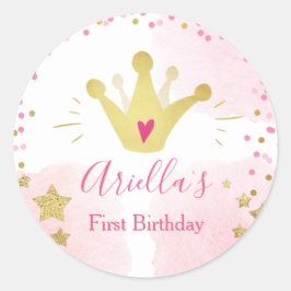 Princess Party Favor Labels Envelope Pink and Gold