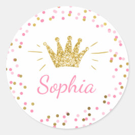 Princess Party Favor Labels Envelope Pink and Gold