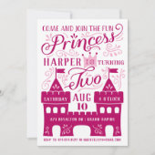 Princess Party Girl's Second Birthday Invitations Kaart (Voorkant)
