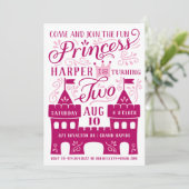 Princess Party Girl's Second Birthday Invitations Kaart (Staand voorkant)