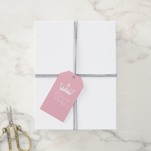 Princess Party Girly Pink and White Cadeaulabel (Met Touw)
