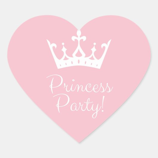 Princess Party Girly Pink and White Hart Sticker (Voorkant)