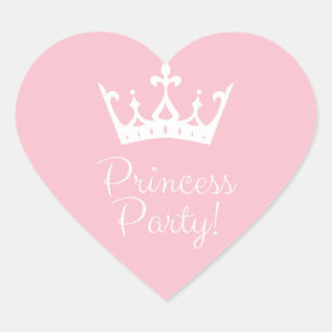 Princess Party Girly Pink and White Hart Sticker