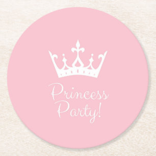 Princess Party Girly Pink and White Ronde Kartonnen Onderzetter