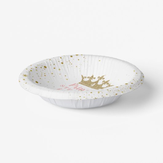 Princess Party Gold Crown Confetti Pink Paper Bowl Papieren Kommen (Gebogen)