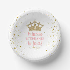 Princess Party Gold Crown Confetti Pink Paper Bowl Papieren Kommen