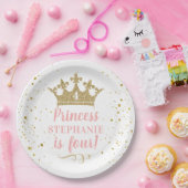Princess Party Gold Crown Confetti roze Papieren Bordje (Feest)
