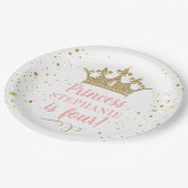 Princess Party Gold Crown Confetti roze Papieren Bordje (Gekanteld)