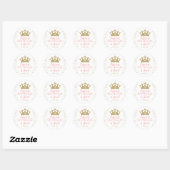 Princess Party Gold Crown Personalized Favor Ronde Sticker (Vel)
