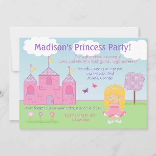 Princess Party Invitation Kaart (Voorkant)