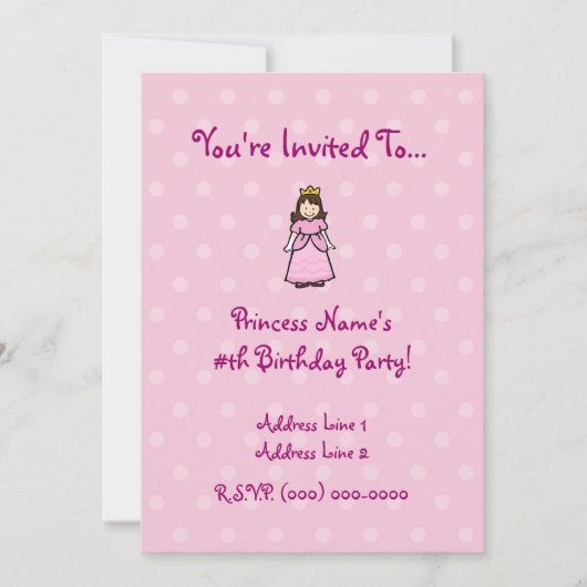 Princess Party Invitation Kaart (Voorkant)