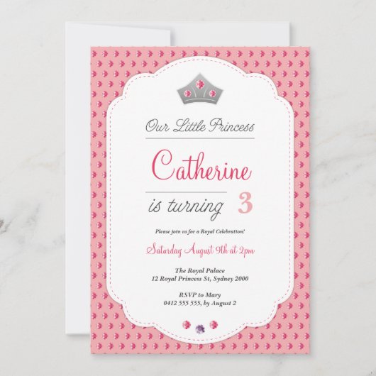 Princess Party Invitation Kaart (Voorkant)