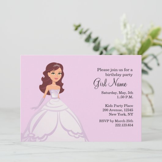 Princess Party Invitation Kaart (Staand voorkant)