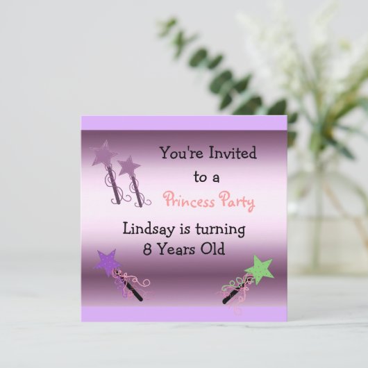 Princess Party Invitation Kaart (Staand voorkant)
