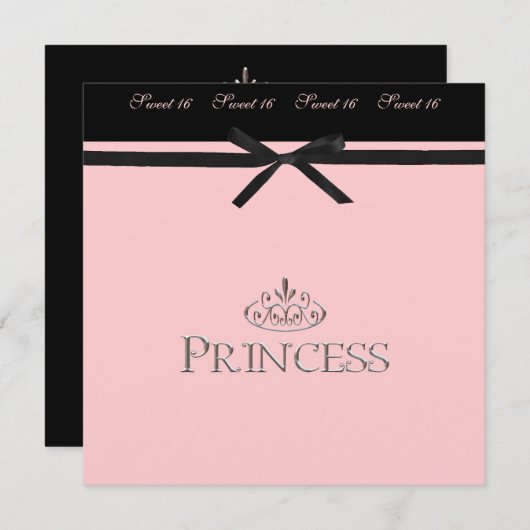 Princess Party Invitation Sweet 16 Kaart (Voorkant / Achterkant)